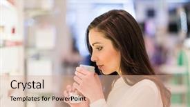  Presentation with beauty shop - Cool new slide set with woman shopping in a beauty backdrop and a coral colored foreground