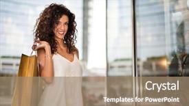  Presentation with role play woman and man - Theme enhanced with woman shopping in a city background and a  colored foreground