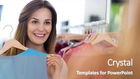 Presentation with boutique - Presentation enhanced with woman shopping in a clothing boutique background and a coral colored foreground
