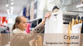  Presentation with fashion - Slides enhanced with woman shopping in a fashion background and a coral colored foreground