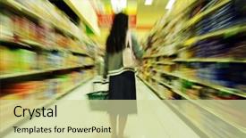  Presentation with grocery store - Presentation design consisting of woman shopping in a grocery background and a soft green colored foreground