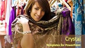  Presentation with woman pushing shopping trolley - Colorful presentation enhanced with woman shopping in arab styled backdrop and a tawny brown colored foreground