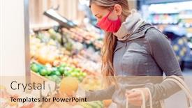  Presentation with coronavirus - Audience pleasing presentation consisting of woman-shopping-in-supermarket-during backdrop and a lemonade colored foreground