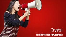  Presentation with lactation young woman breastfeeding - Cool new slides with woman shouting with a megaphone backdrop and a crimson colored foreground
