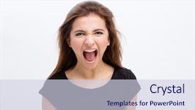  Presentation with angry - Theme with woman shouting with opened mouth background and a lemonade colored foreground