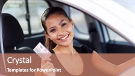  Presentation with weight loss woman showing - Colorful slide deck enhanced with woman showing a driving license backdrop and a coral colored foreground