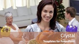  Presentation with christmas dinner - Amazing presentation theme having woman showing christmas turkey backdrop and a coral colored foreground