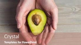  Presentation with fresh avocado - Slide set consisting of woman showing fresh avocado in close up background and a coral colored foreground