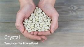  Presentation with beans - Slides with woman-showing-handful-of-lima background and a coral colored foreground