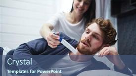  Presentation with pregnancy - Slide deck enhanced with woman showing her husband positive pregnancy-test background and a ocean colored foreground