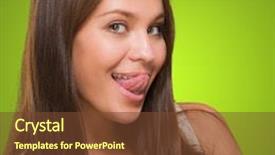  Presentation with weight loss woman showing - PPT theme with woman showing her tongue against a green background background and a tawny brown colored foreground