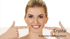  Presentation with teeth - Beautiful slide set featuring woman showing her white teeth backdrop and a lemonade colored foreground