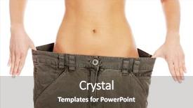  Presentation with healthy lifestyles - PPT theme enhanced with woman showing how much weight background and a tawny brown colored foreground