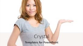  Presentation with hand palm - Cool new presentation theme with woman-showing-open-hand-palm backdrop and a lemonade colored foreground