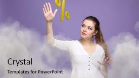  Presentation with deposit - Audience pleasing slide deck consisting of woman showing symbol of percent backdrop and a light gray colored foreground