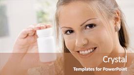  Presentation with pill bottle - Amazing presentation theme having woman showing white pill bottle backdrop and a coral colored foreground