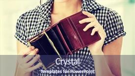  Presentation with bankruptcy - Slides having woman shows her empt wallet background and a ocean colored foreground