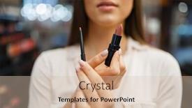  Presentation with lipstick - Colorful slide set enhanced with woman-shows-lipstick-and-liner backdrop and a soft green colored foreground