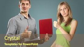  Presentation with done - Slide deck consisting of woman shows well done background and a violet colored foreground