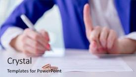  Presentation with agreement signing - Amazing presentation having woman signing prenuptial agreement backdrop and a sky blue colored foreground