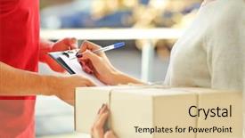  Presentation with delivery rider - Slide deck consisting of woman signing receipt of delivery background and a lemonade colored foreground