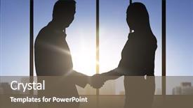  Presentation with business people silhouette - Amazing presentation theme having woman silhouette - business teamwork partnership cooperation backdrop and a violet colored foreground