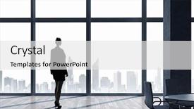  Presentation with media - Slide set featuring woman silhouette - facing new day mixed media background and a  colored foreground