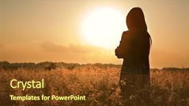  Presentation with summer sun - Theme consisting of woman silhouette waiting for summer background and a tawny brown colored foreground