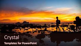  Presentation with krabi - PPT theme enhanced with woman silhouette watching amazing sunset on the beach in krabi thailand background and a wine colored foreground