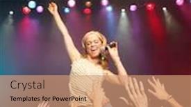  Presentation with stage - Beautiful presentation featuring woman-singing-in-concert backdrop and a coral colored foreground