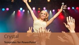  Presentation with concert - Cool new presentation theme with woman-singing-in-concert backdrop and a coral colored foreground