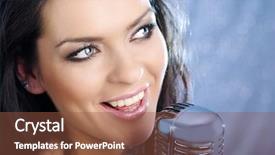  Presentation with music singing - Presentation theme enhanced with woman singing in retro mic background and a tawny brown colored foreground