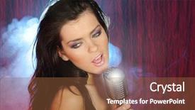  Presentation with mic - Audience pleasing presentation design consisting of woman singing in retro mic backdrop and a  colored foreground