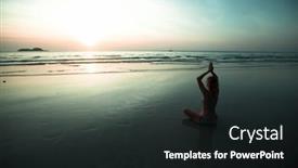  Presentation with yoga - Theme enhanced with woman-sit-at-the-seaside background and a wine colored foreground