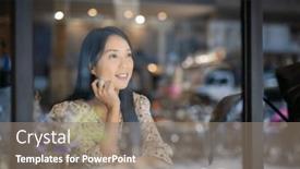  Presentation with cafe - Slides having woman-sit-inside-the-cafe background and a gray colored foreground