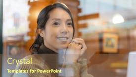  Presentation with college coffee shop - Slide deck enhanced with woman-sit-inside-the-coffee and a tawny brown colored foreground