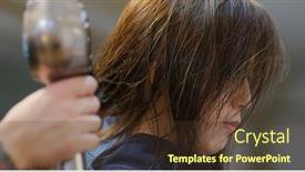  Presentation with hair salon - Presentation theme enhanced with woman-sit-on-the-chair background and a tawny brown colored foreground