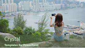  Presentation with smart city - Presentation featuring woman-sit-on-the-rock background and a tawny brown colored foreground