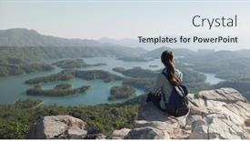  Presentation with look - Presentation theme enhanced with woman-sit-on-the-rock background and a sky blue colored foreground