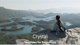  Presentation with scenery - Presentation enhanced with woman-sit-on-the-rock background and a dark gray colored foreground
