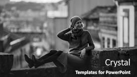  Presentation with black woman - Presentation design featuring woman-sits-near-an-ancient background and a dark gray colored foreground