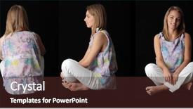  Presentation with black woman - Audience pleasing PPT theme consisting of woman sitting against black back backdrop and a  colored foreground