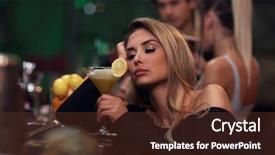  Presentation with young - Cool new PPT theme with woman sitting alone in bar backdrop and a  colored foreground