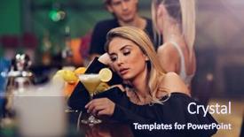 Presentation with alone - Cool new slide set with woman sitting alone in bar backdrop and a  colored foreground
