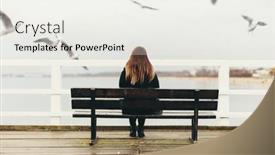  Presentation with alone - Theme having woman-sitting-alone-on-bench background and a sky blue colored foreground