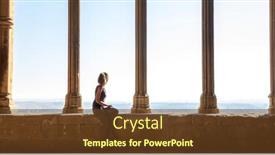  Presentation with panoramic - Presentation theme featuring woman-sitting-and-looking-panoramic background and a tawny brown colored foreground