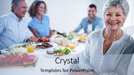  Presentation with family - Presentation theme with woman sitting at dinning table background and a  colored foreground