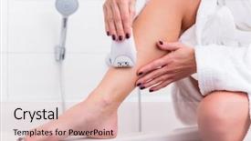  Presentation with tub - Beautiful slides featuring epilation - woman sitting at edge backdrop and a lemonade colored foreground