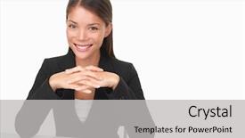  Presentation with smiling paramedic sitting in ambulance - Slides with woman sitting at table smiling background and a  colored foreground