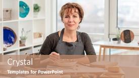  Presentation with pottery - Presentation design enhanced with woman-sitting-at-table background and a coral colored foreground